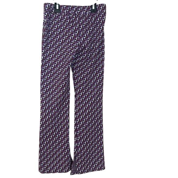 Zara Girls Wide-Leg Geometric Jacquard Trousers Size 10 Pants Casual Purple - Picture 2 of 9